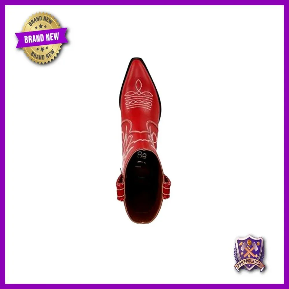Western Booties Pointed Toe Slip On Leather Stitch Detail Chic Cowboy Style